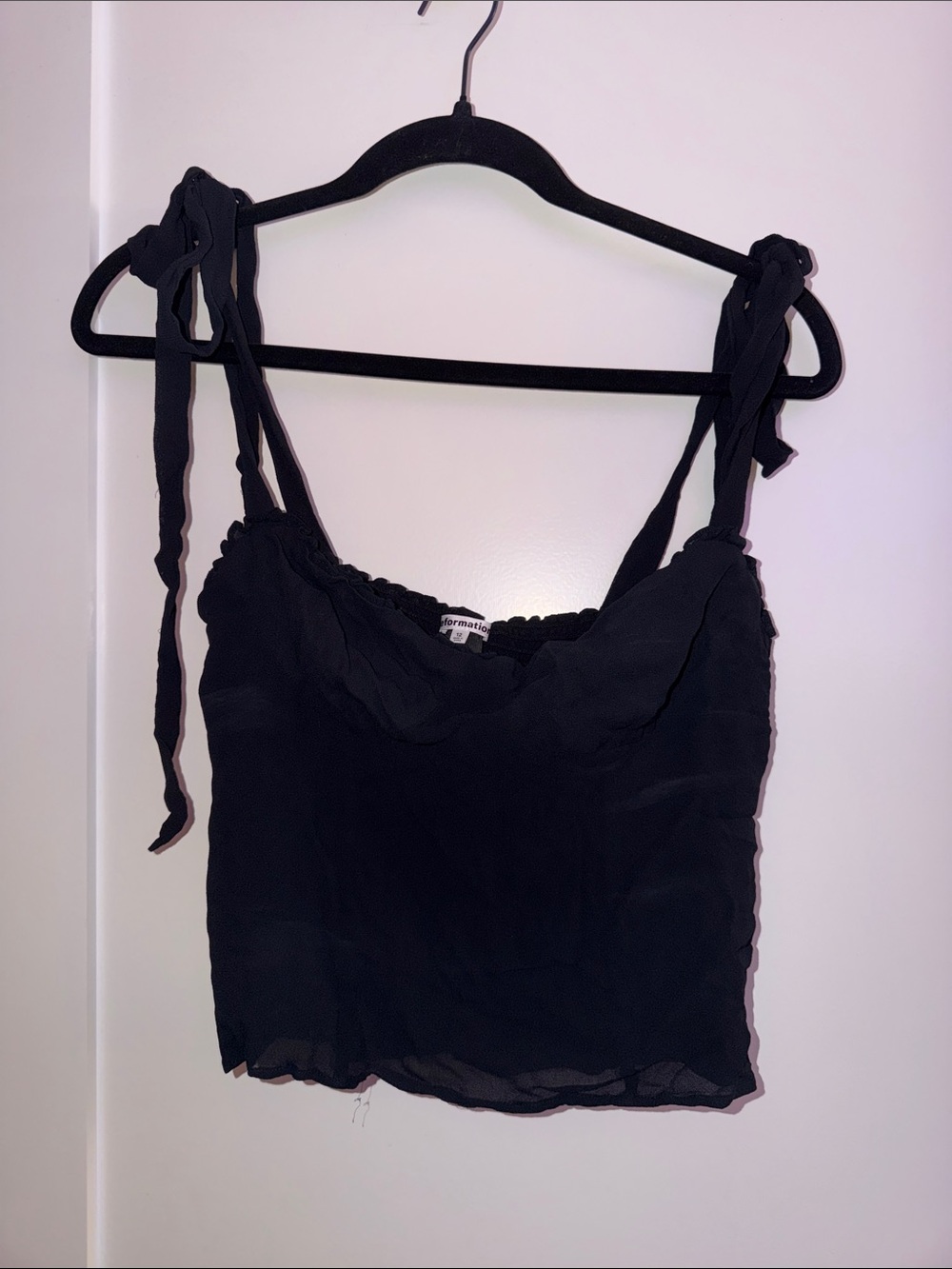 Reformation Black Tie-Shoulder Camisole